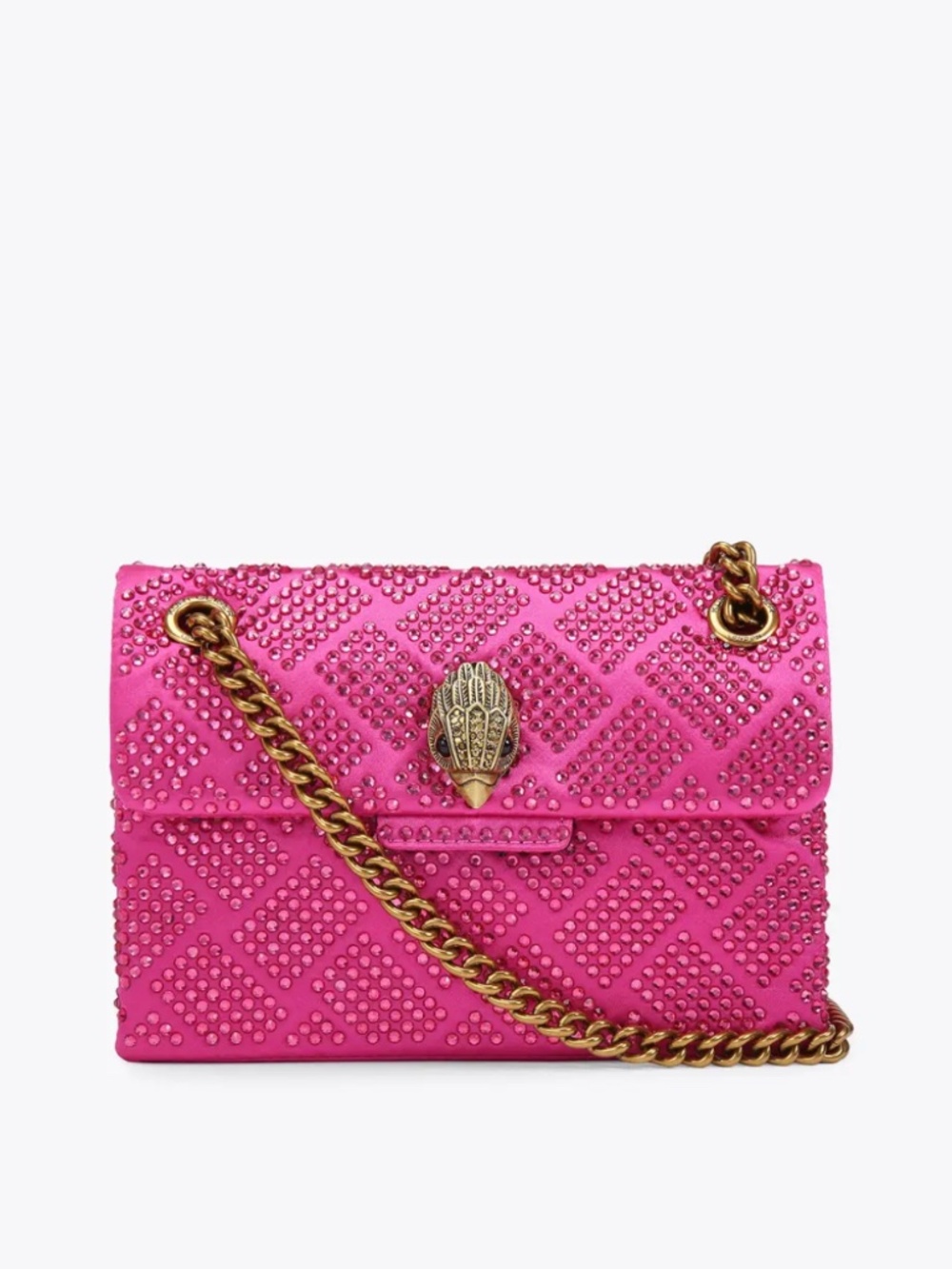 Kurt Geiger London Mini Kensington Crystal Fuchsia Pink Eagle Crossbody Bag
